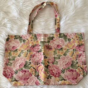 Sezane Pink and Yellow Floral Tote Bag